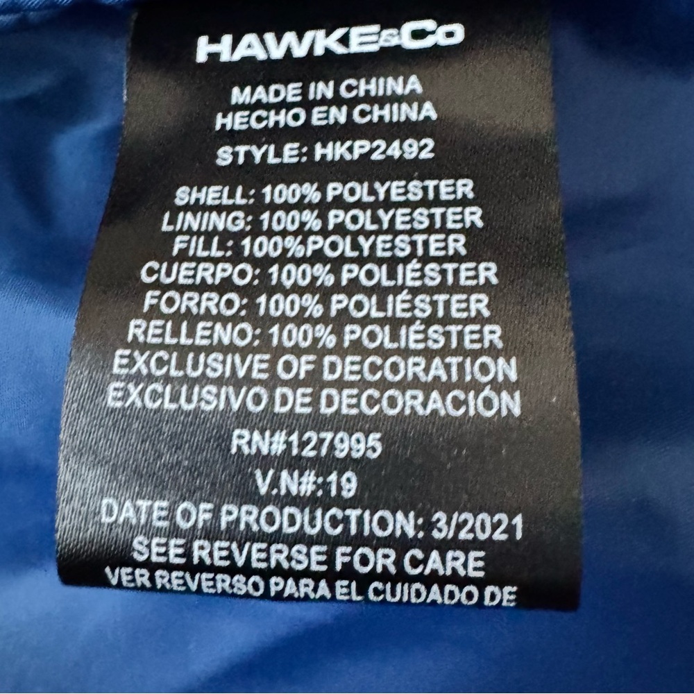 Hawke & Co. HK Quilted Heritage Full Zip Jacket Coat Navy Blue Size M - Picture 15 of 15